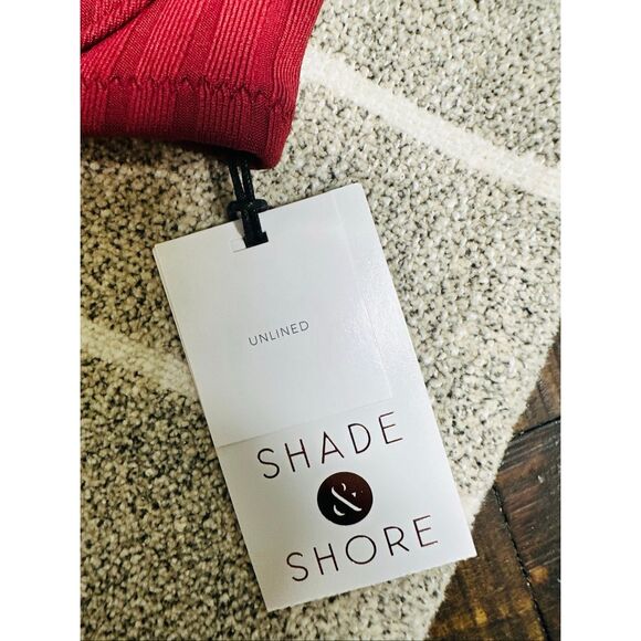 Shade and Shore Maroon Unlined Ribbed Bikini Top With Underwire Size 36D - Picture 3 of 5